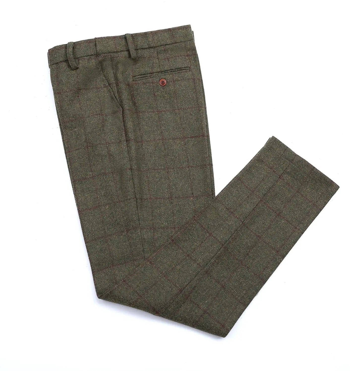Men's Green Trousers Tweed Leisure Cotton Gentleman