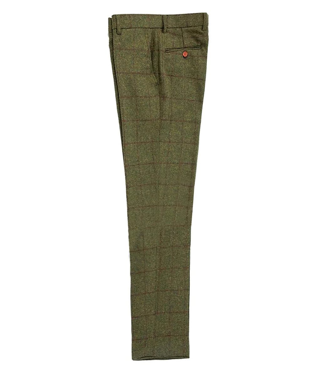 Men's Green Trousers Tweed Leisure Cotton Gentleman