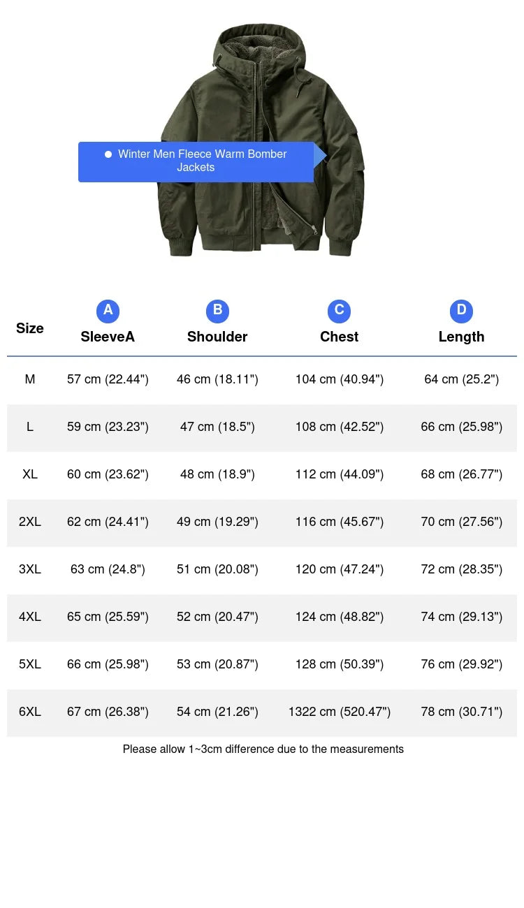 Winter Men's Fleece Warm Bomber Jackets Fashion