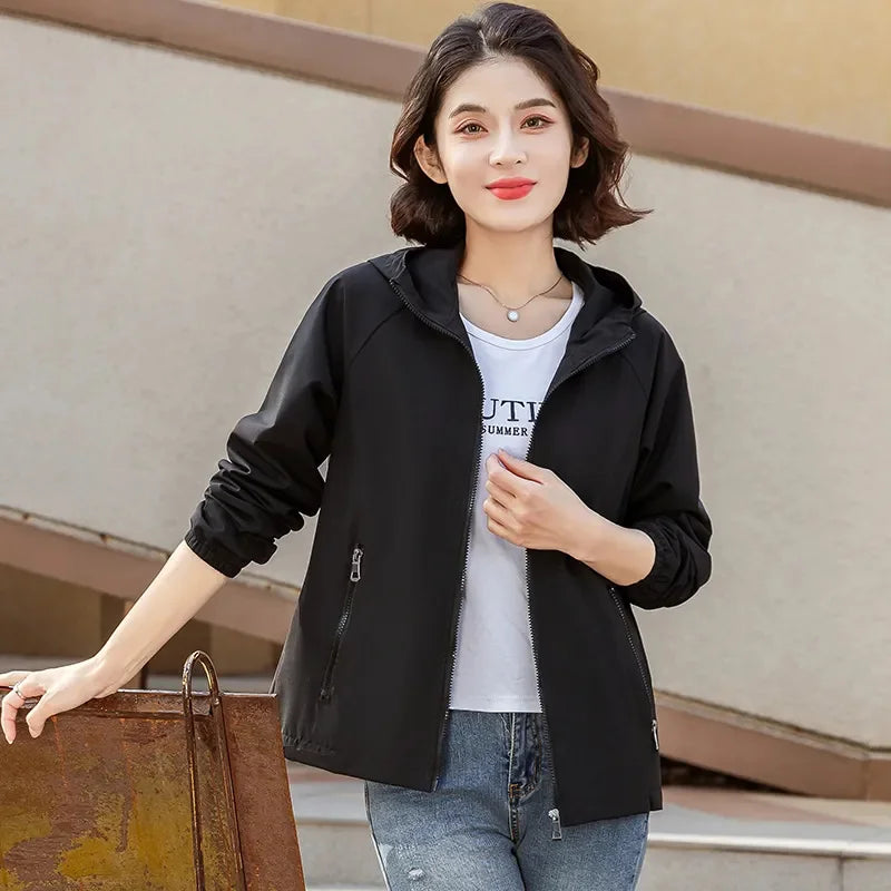 Women's Hooded Windbreaker Jacket