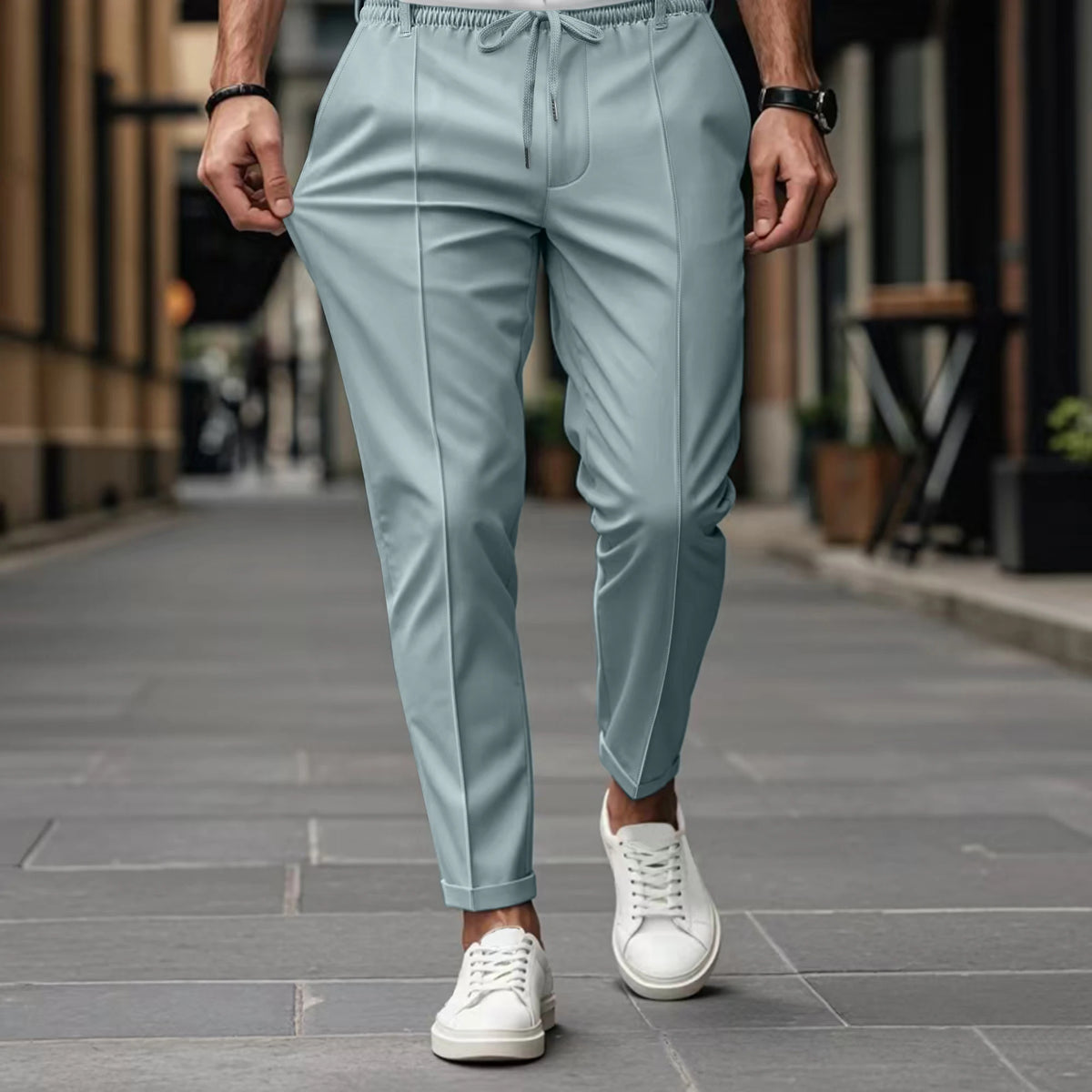Men's Solid-Color High-Quality Straight-Leg Trousers