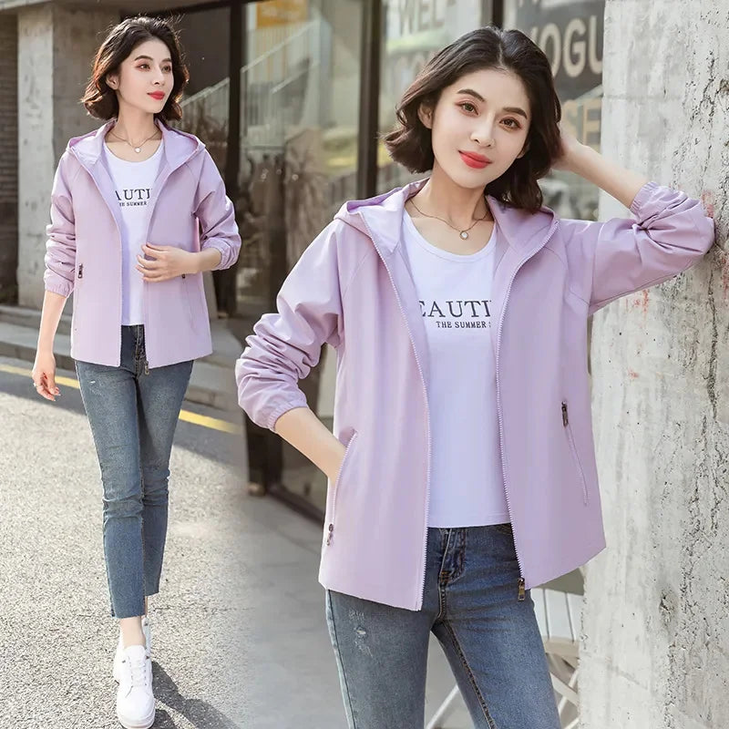 Women's Hooded Windbreaker Jacket