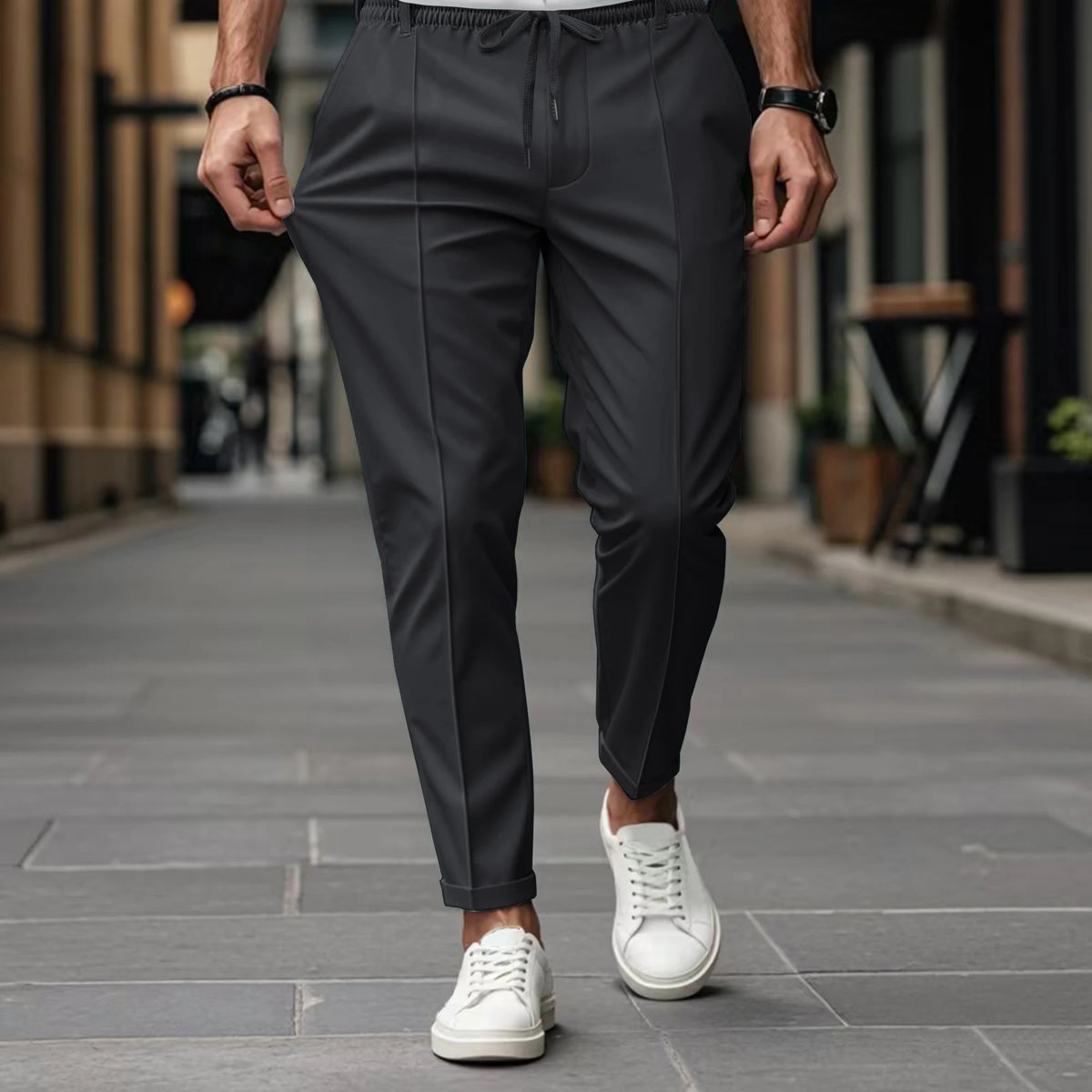 Men's Solid-Color High-Quality Straight-Leg Trousers