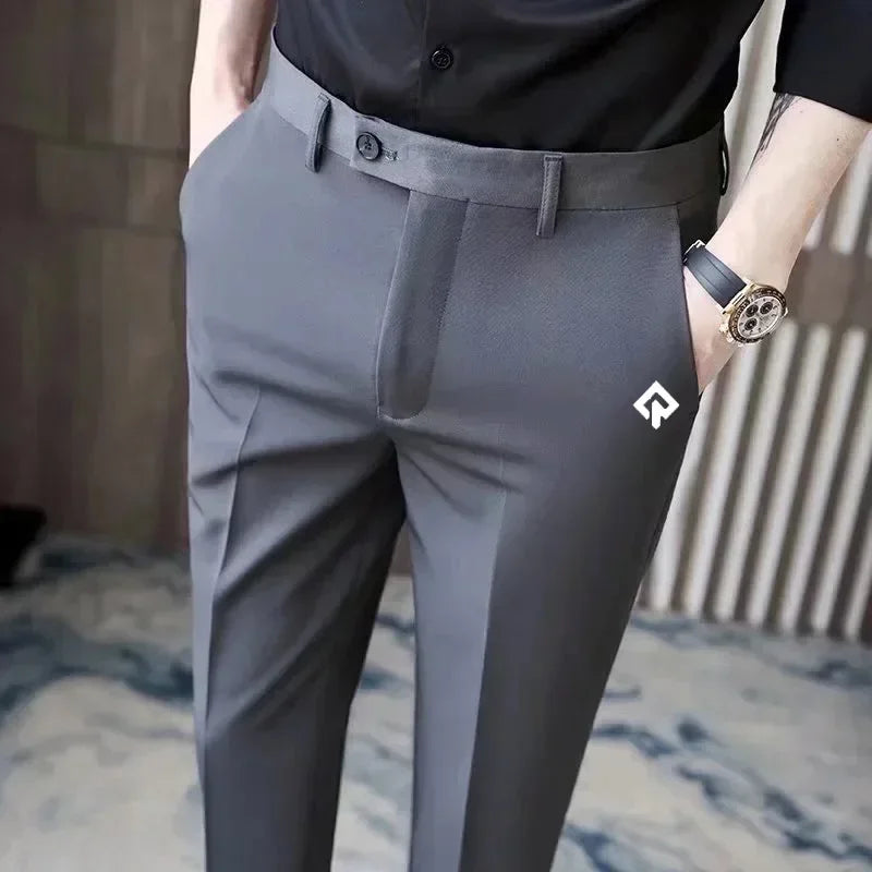 Men Golf Trousers Slim-Fit Drape Casual Golf