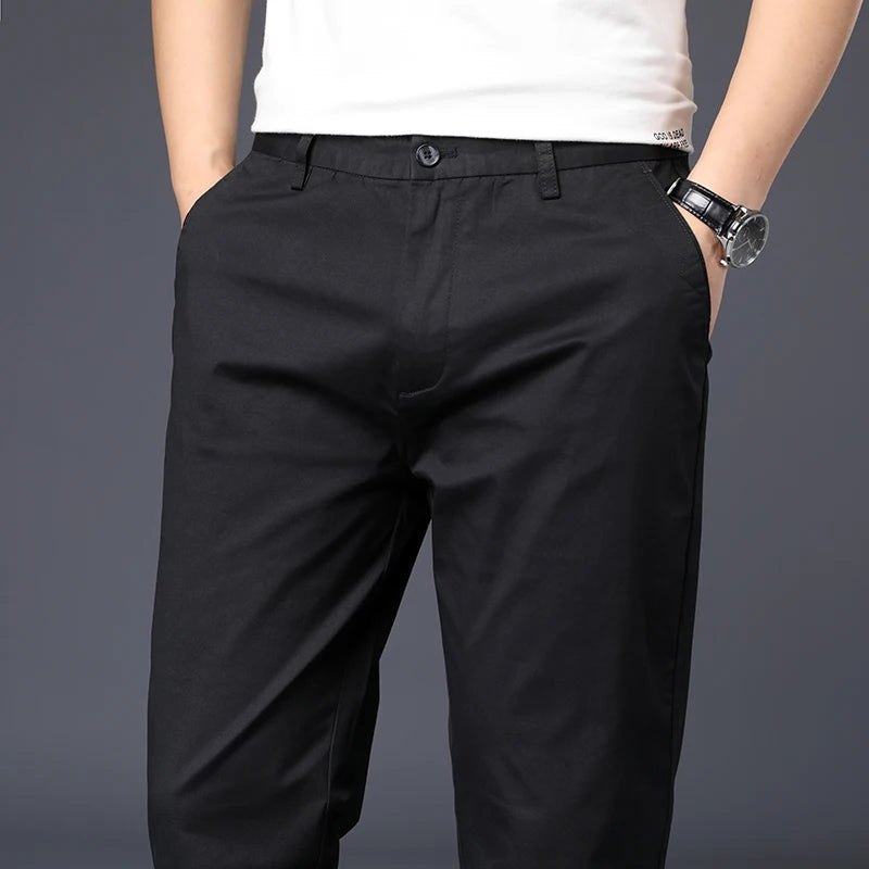 Mens Pants Cotton Casual Stretch Male Trousers
