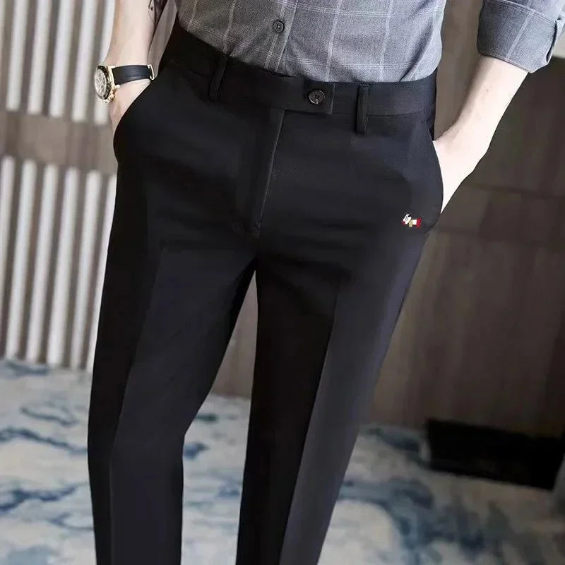 Men Golf Trousers Slim-Fit Drape Casual Golf