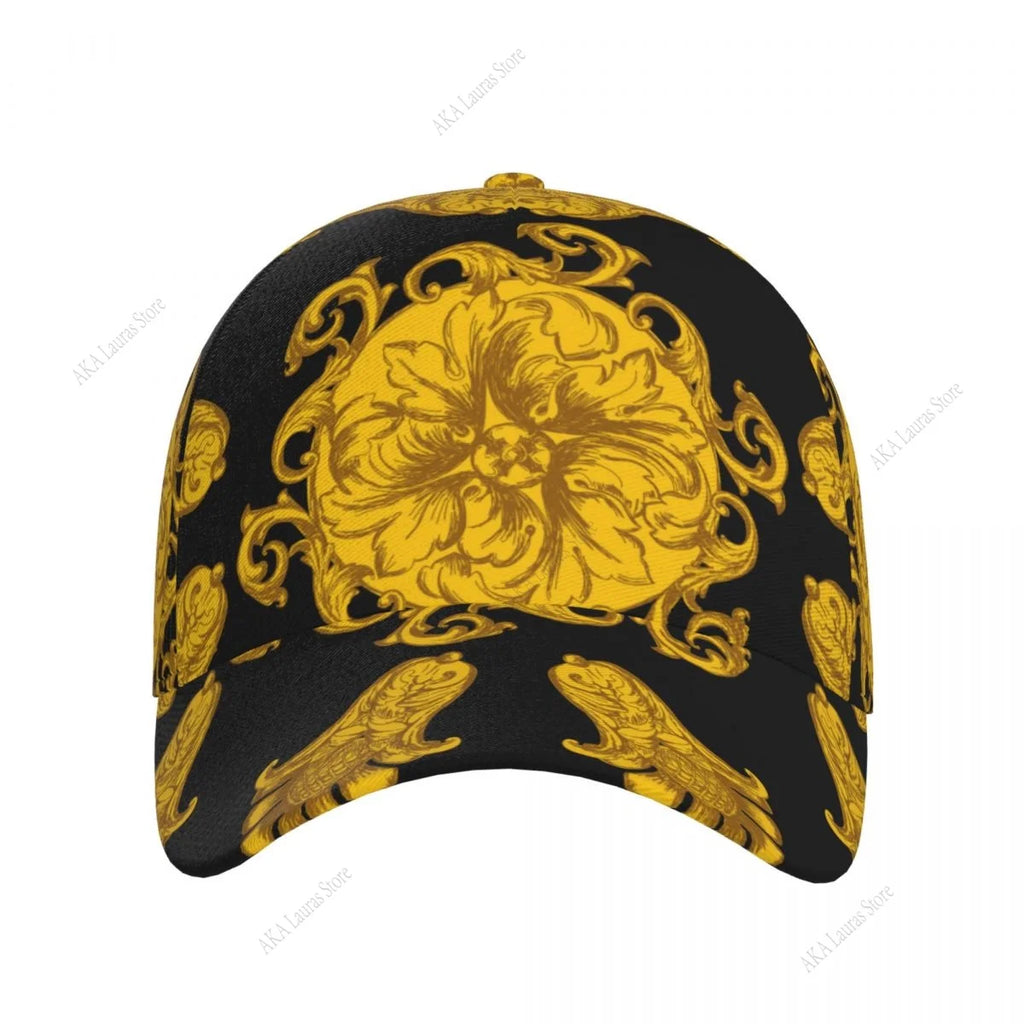 Golf Hat Men Baseball Cap Golden Baroque