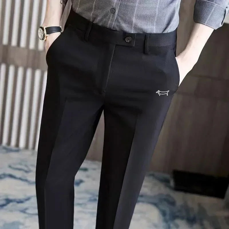 Men Golf Trousers Slim-Fit Drape Casual Golf