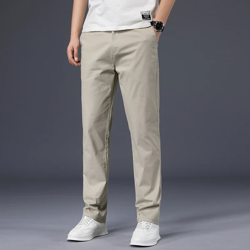 Mens Pants Cotton Casual Stretch Male Trousers