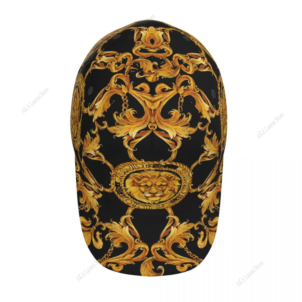 Golf Hat Men Baseball Cap Golden Baroque
