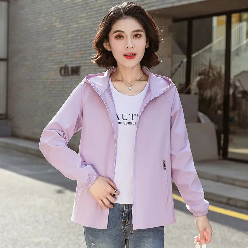 Women's Hooded Windbreaker Jacket