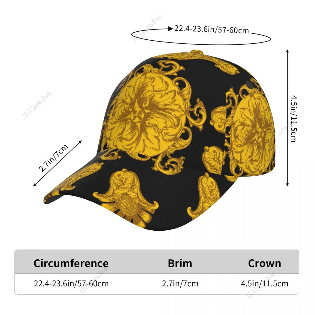 Golf Hat Men Baseball Cap Golden Baroque