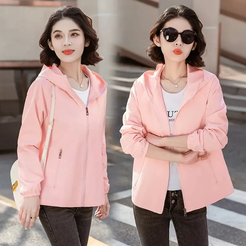 Women's Hooded Windbreaker Jacket