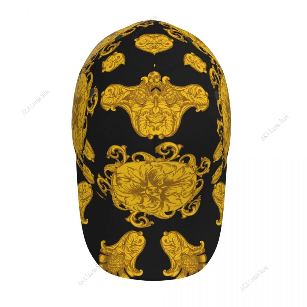 Golf Hat Men Baseball Cap Golden Baroque