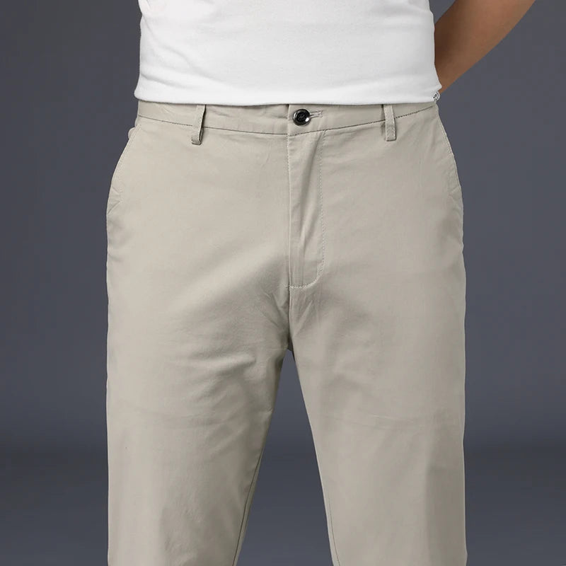 Mens Pants Cotton Casual Stretch Male Trousers