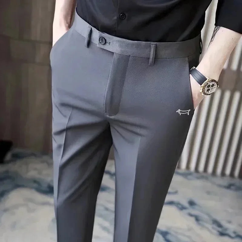 Men Golf Trousers Slim-Fit Drape Casual Golf