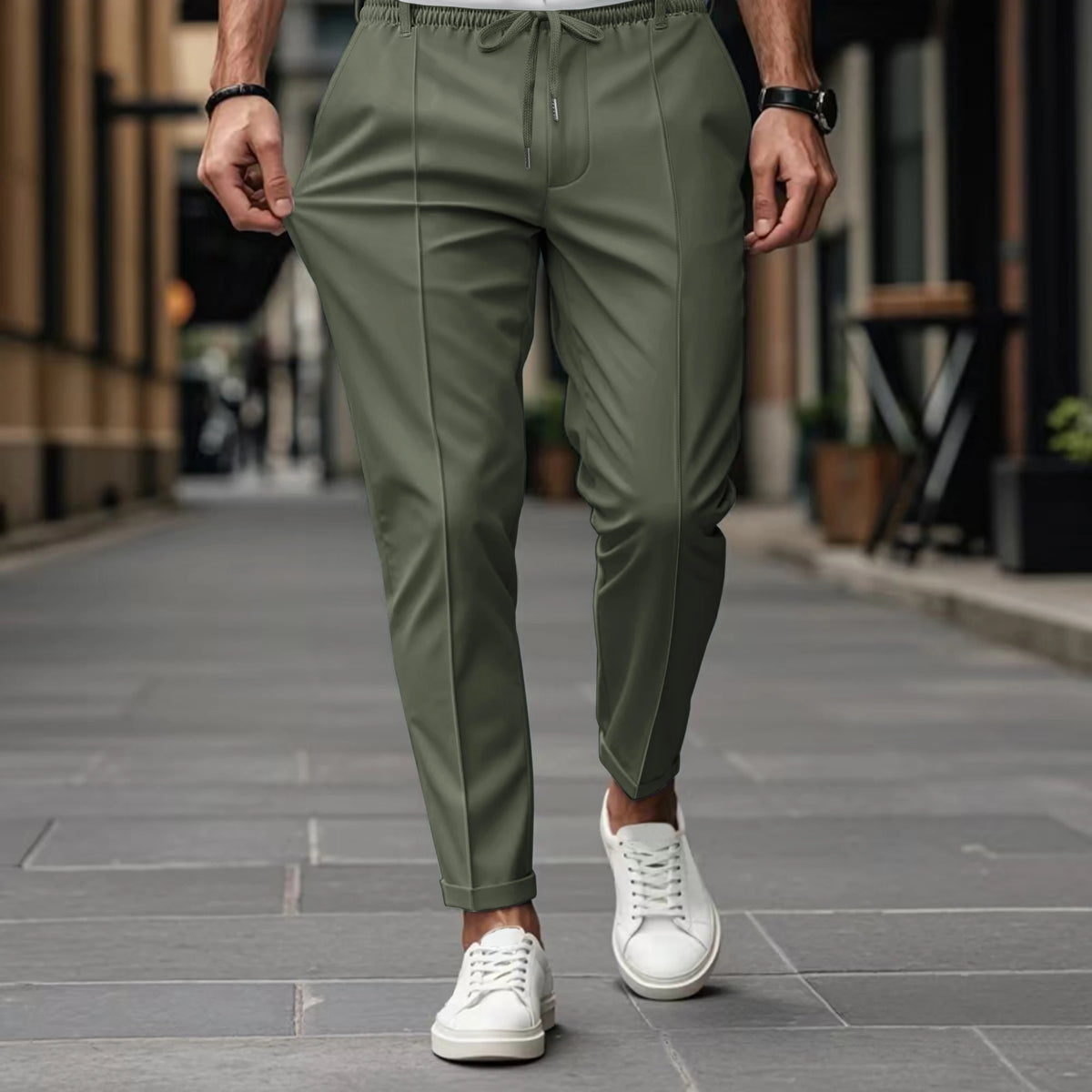 Men's Solid-Color High-Quality Straight-Leg Trousers