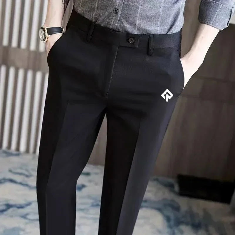 Men Golf Trousers Slim-Fit Drape Casual Golf