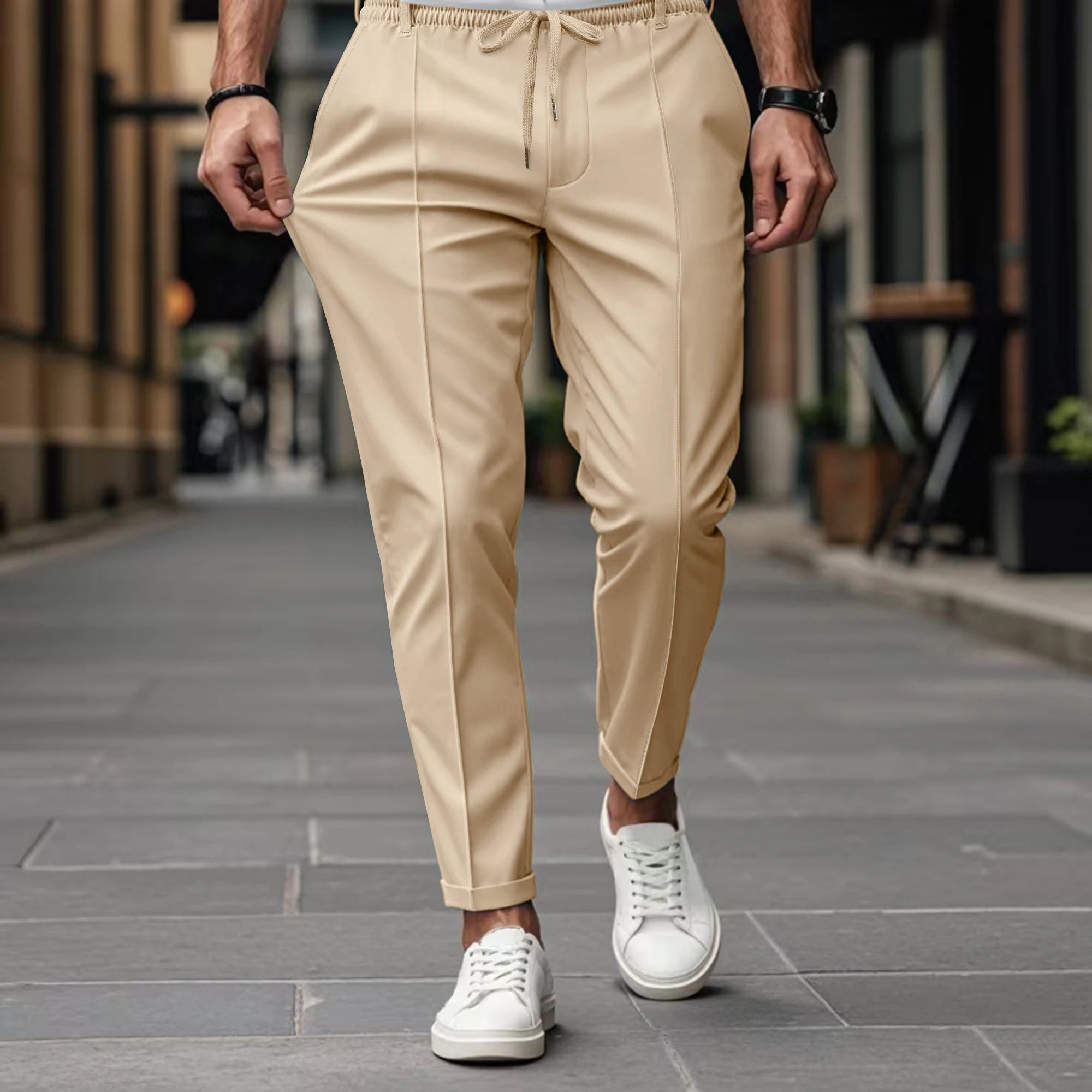 Men's Solid-Color High-Quality Straight-Leg Trousers