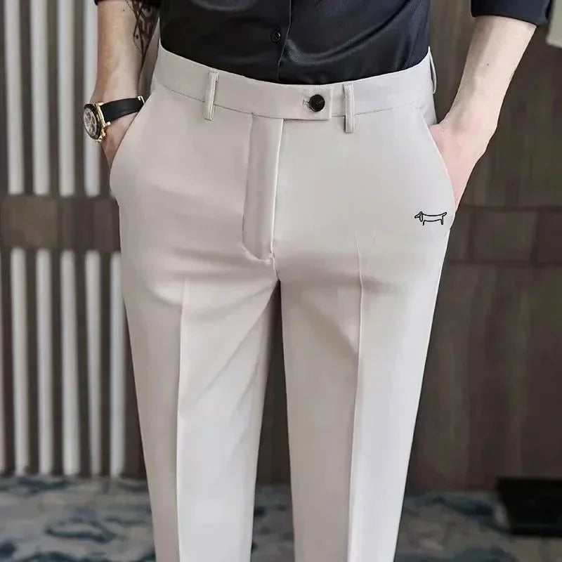 Men Golf Trousers Slim-Fit Drape Casual Golf