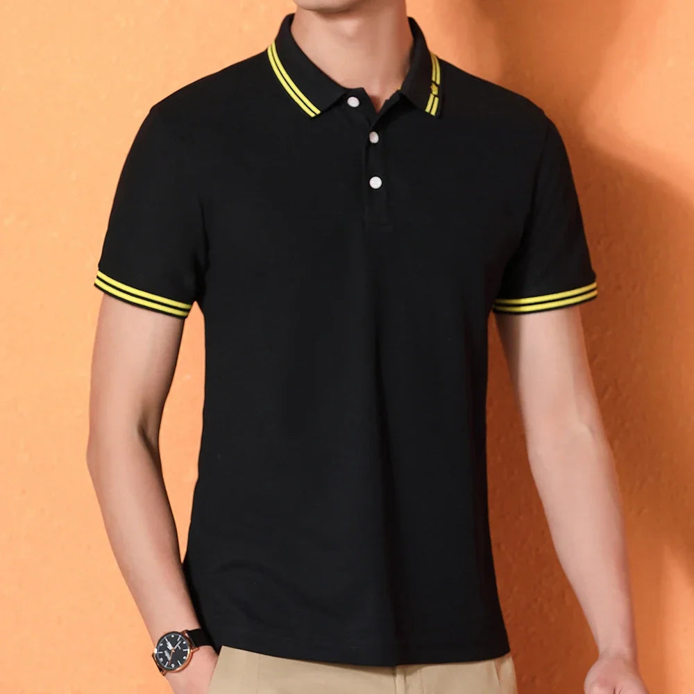 Men Polo T-Shirt Customizable Golf Cotton Daily
