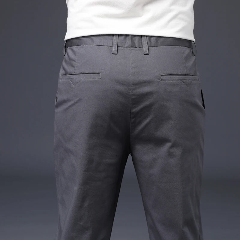 Mens Pants Cotton Casual Stretch Male Trousers