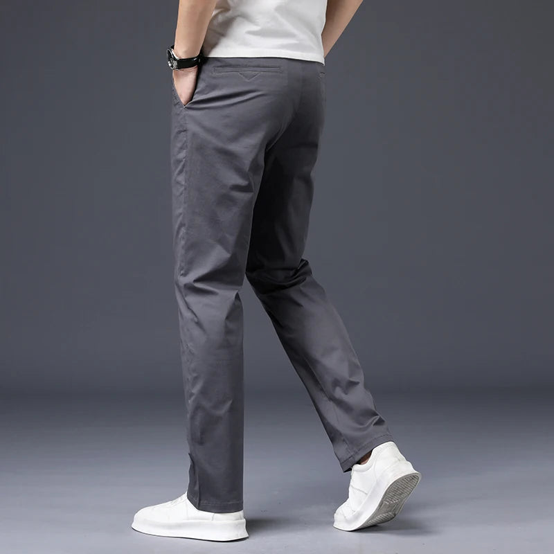 Mens Pants Cotton Casual Stretch Male Trousers
