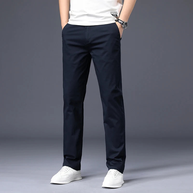 Mens Pants Cotton Casual Stretch Male Trousers