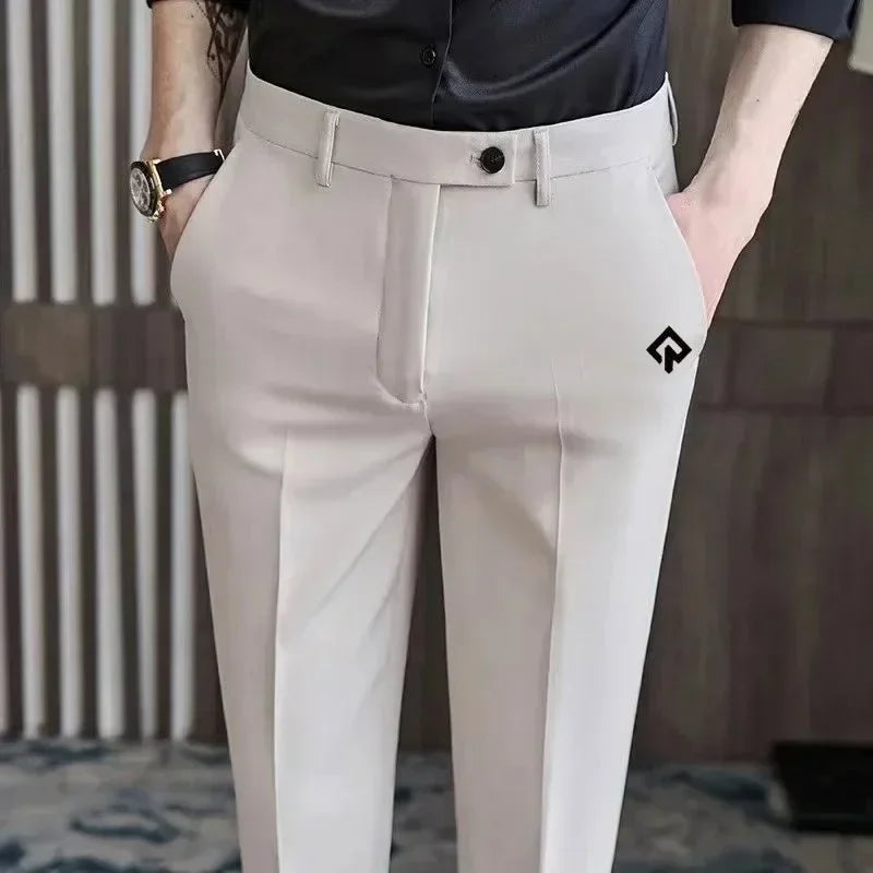 Men Golf Trousers Slim-Fit Drape Casual Golf