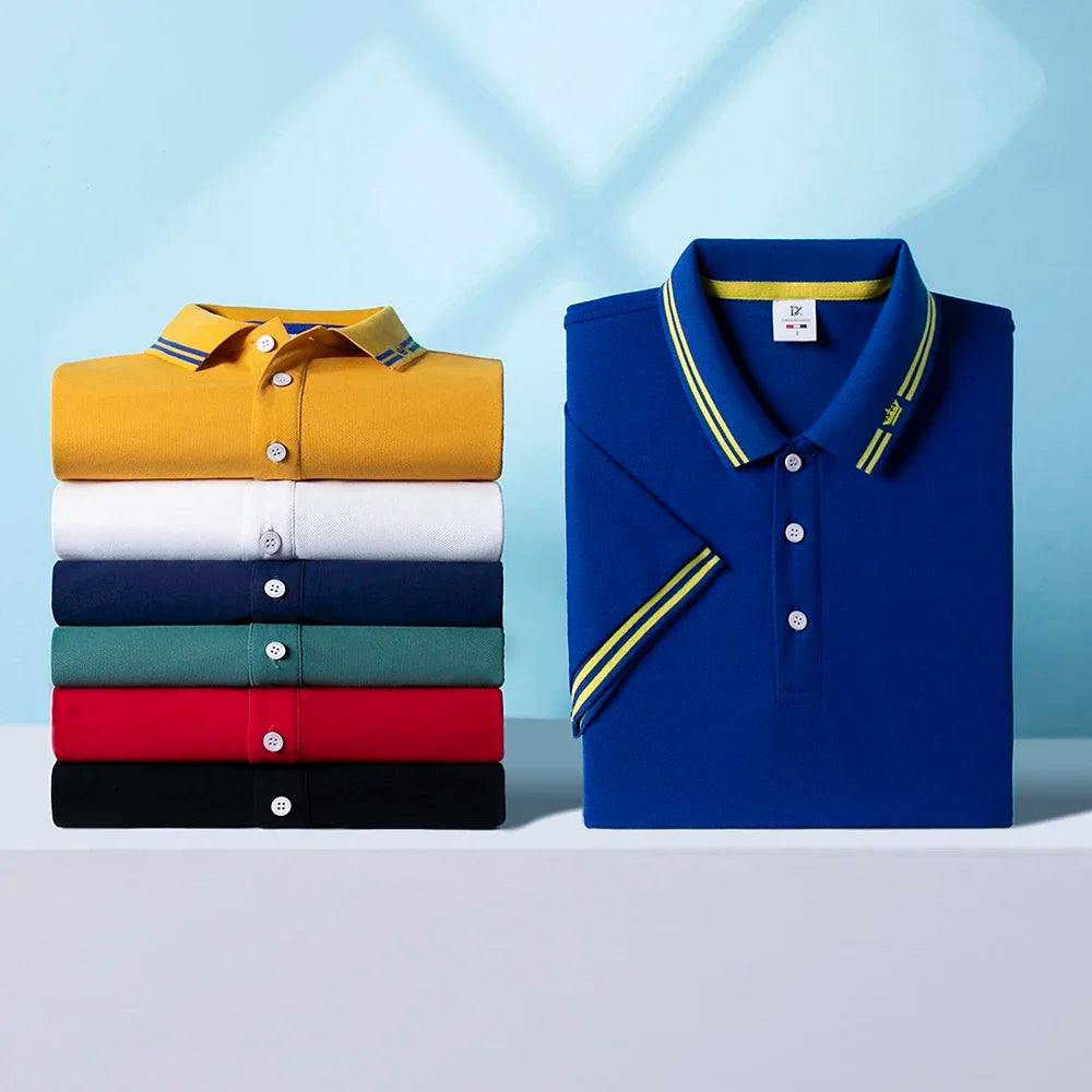 Men Polo T-Shirt Customizable Golf Cotton Daily