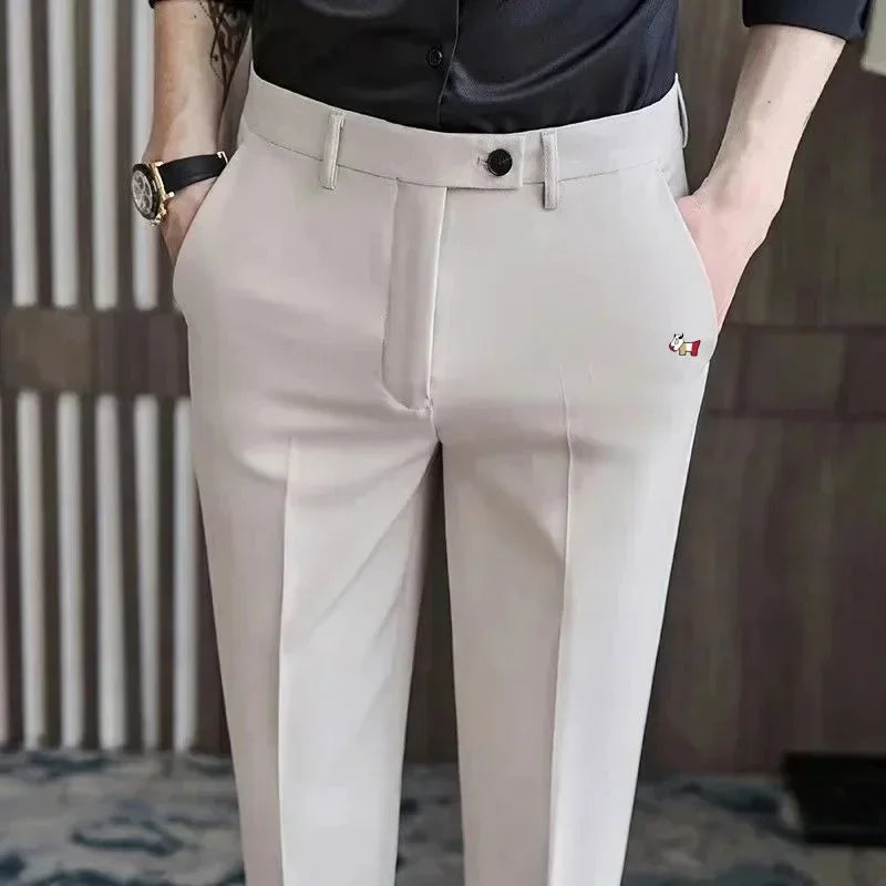 Men Golf Trousers Slim-Fit Drape Casual Golf