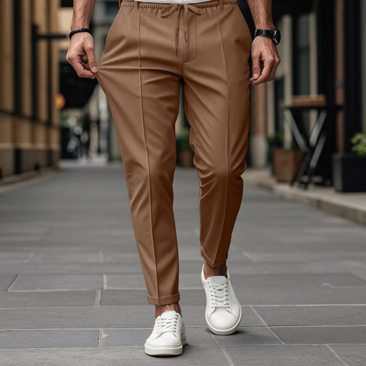 Men's Solid-Color High-Quality Straight-Leg Trousers