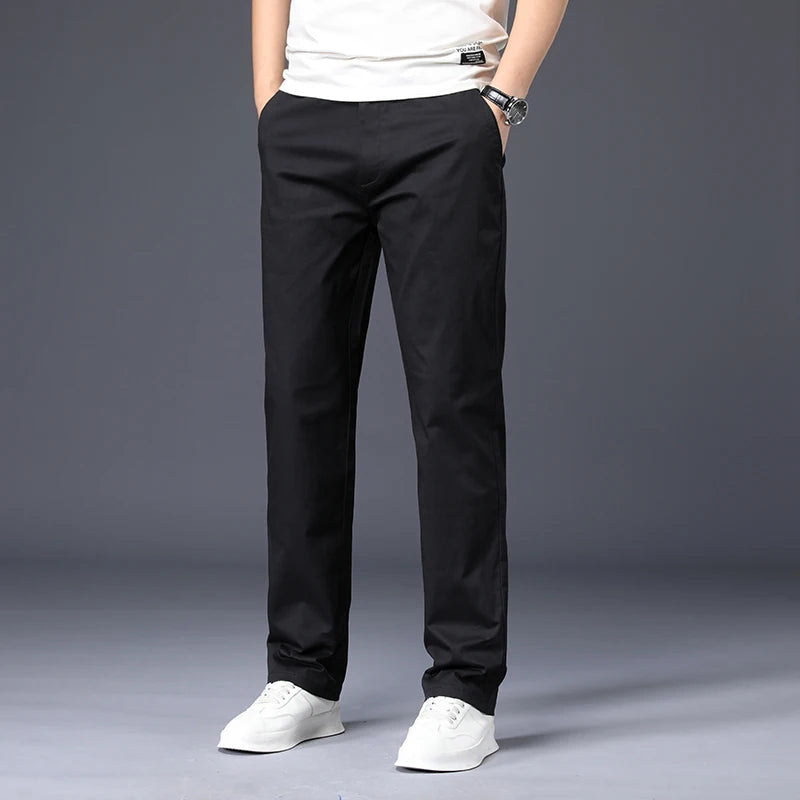 Mens Pants Cotton Casual Stretch Male Trousers