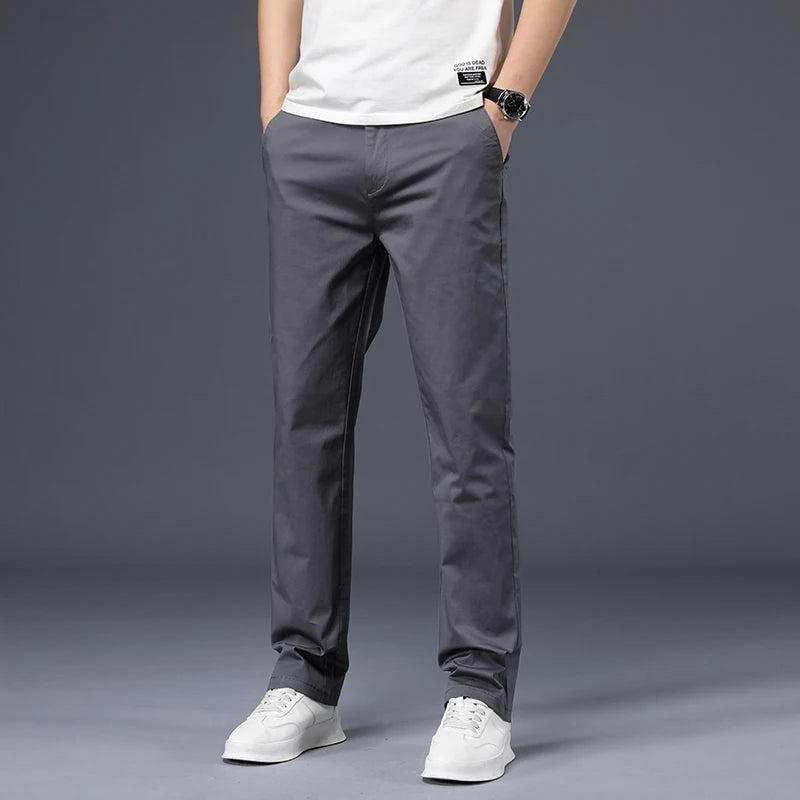 Mens Pants Cotton Casual Stretch Male Trousers