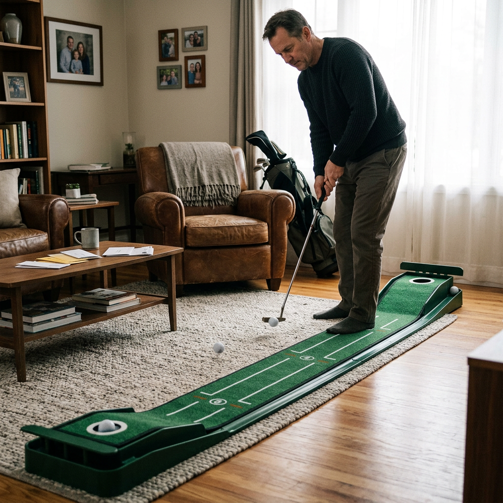 3m All-Weather Indoor Putting Mat in use