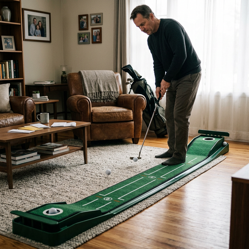 3m All-Weather Indoor Putting Mat in use