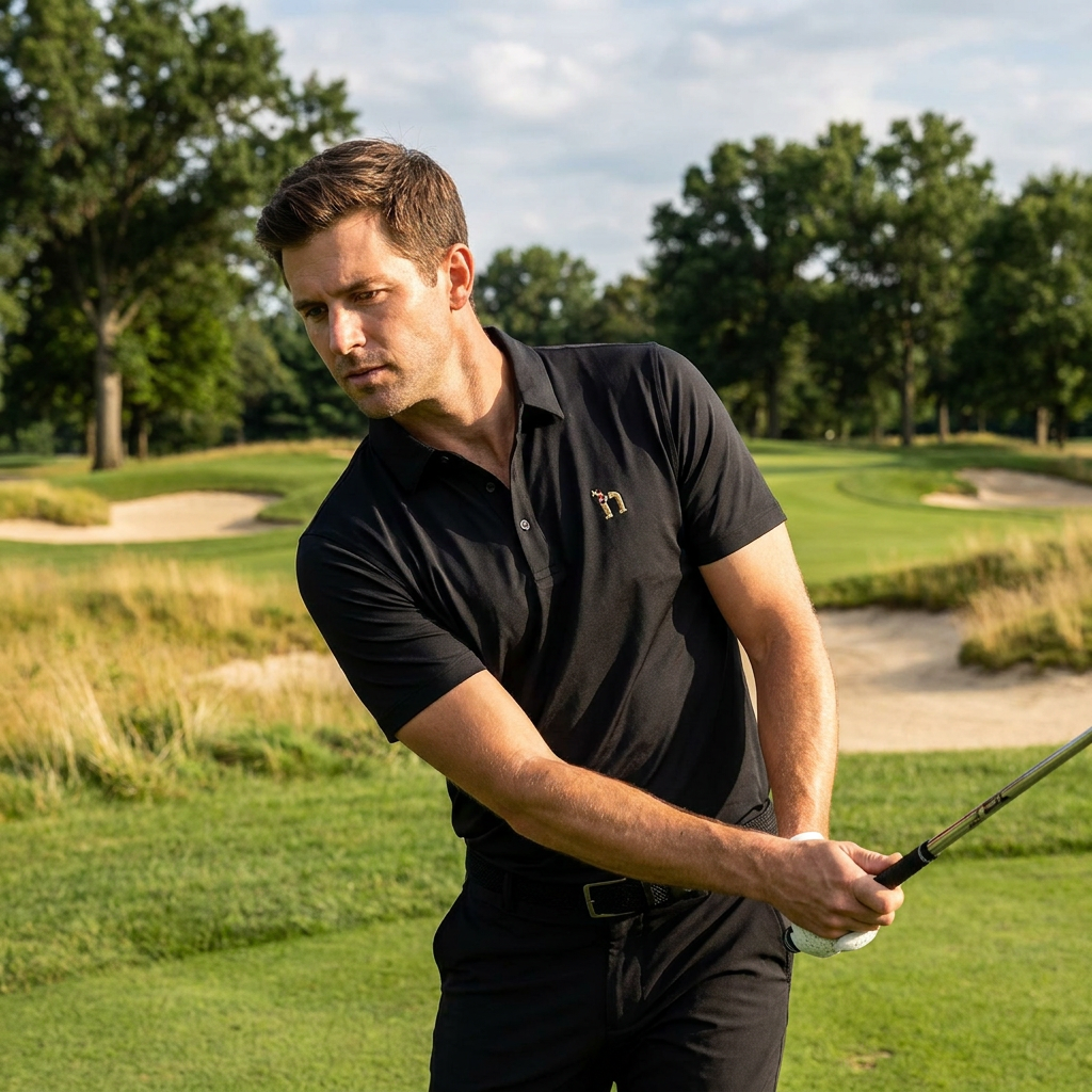 Men's Graphic Print V-Neck Golf Polo